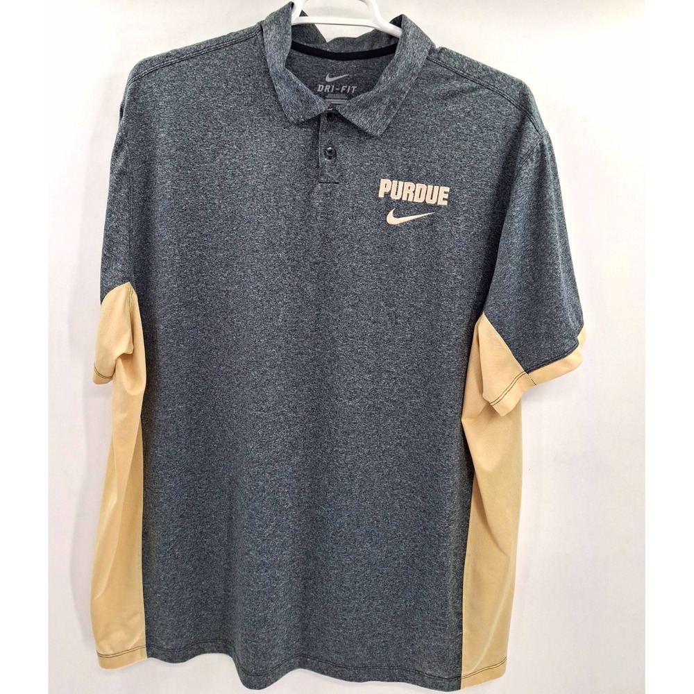 Nike Dri-FIT Purdue Boilermakers Gray Beige Polo Shirt Men's 3XL